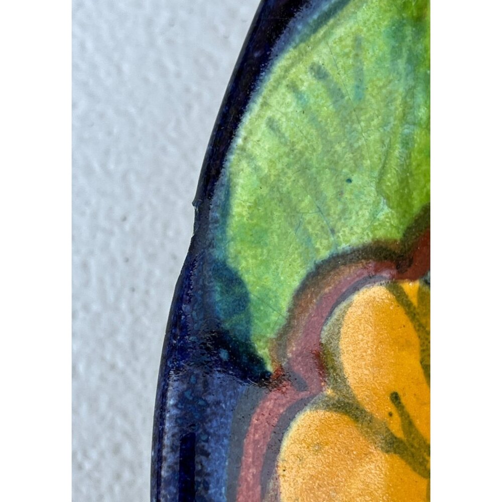 Signed Talavera Plate Ceramic Floral Design 11 3/16" Mexico Hand Painted Read - Picture 5 of 10